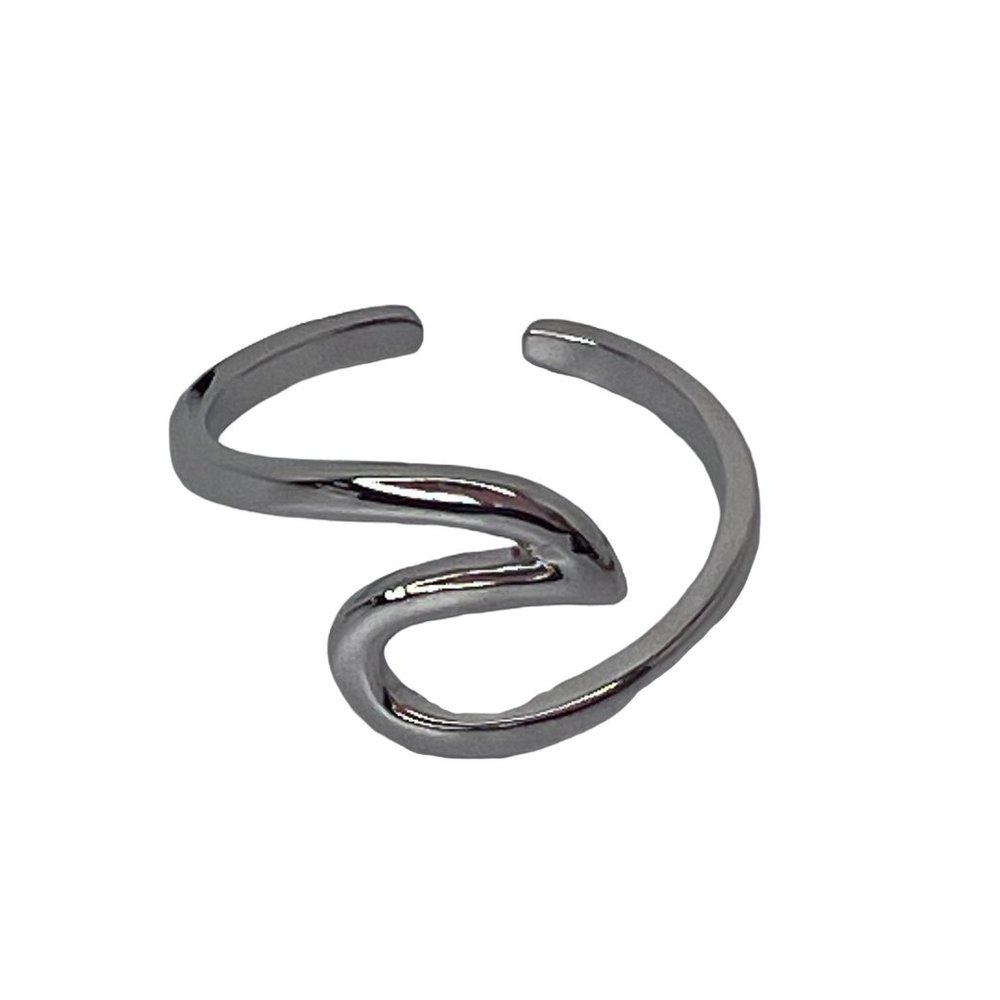 Ocean Wave Ring Silver Tone One Size Adjustable Sea Life Beach Marine Jewelry